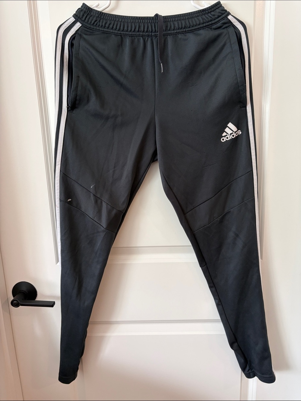 Adidas Dark Gray Jogger Pants with White Stripes